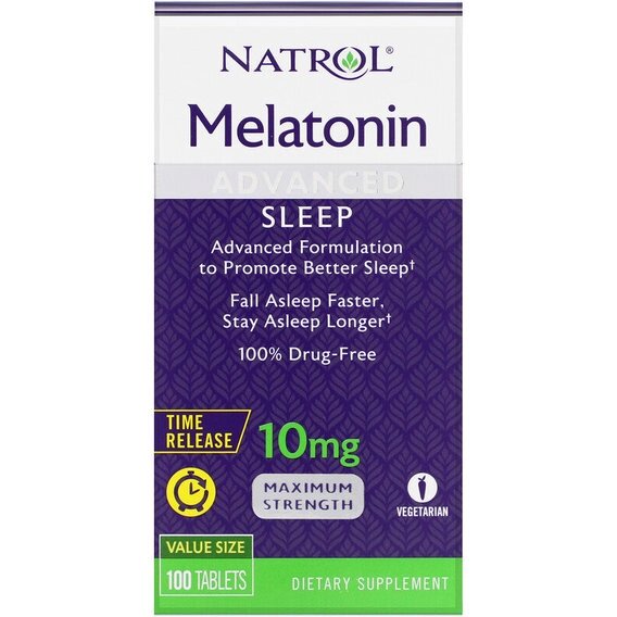 Мелатонін для сну Natrol Melatonin Advanced Sleep, Time Release, Maximum Strength 10 mg 100 Tabs NTL-07279 від компанії Придбай - фото 1