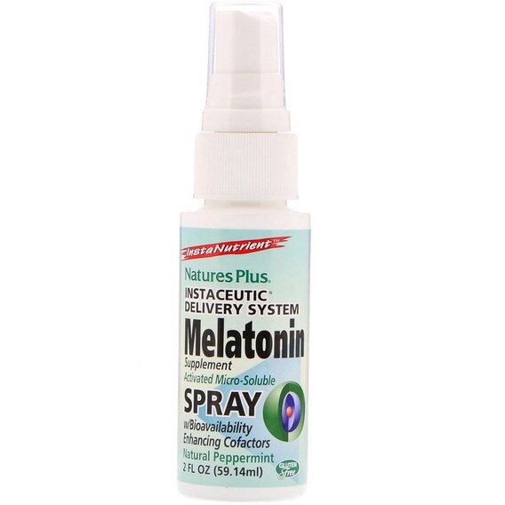 Мелатонін для сну Nature's Plus Insta Nutrient, Melatonin Supplement Spray, 2 fl oz 59,14 ml Natural Peppermint NTP4762 від компанії Придбай - фото 1