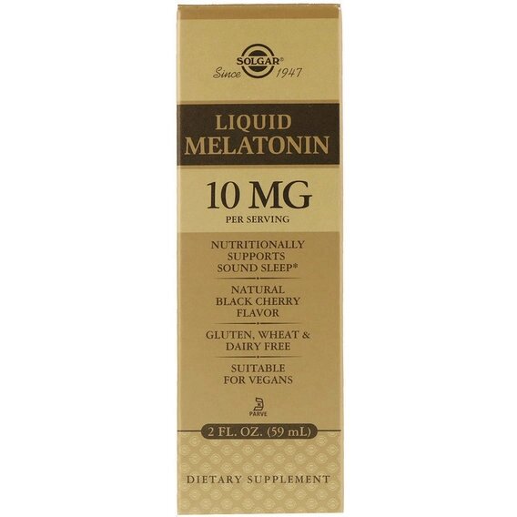 Мелатонін для сну Solgar Liquid Melatonin, 10 mg, 2 fl oz 59 ml Natural Black Cherry Flavor від компанії Придбай - фото 1