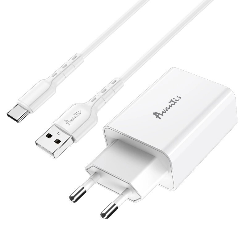 Мережевий зарядний пристрій Avantis A425 QC3.0 (1USB/3A/18W) + USB кабель Type-C-білий від компанії Придбай - фото 1