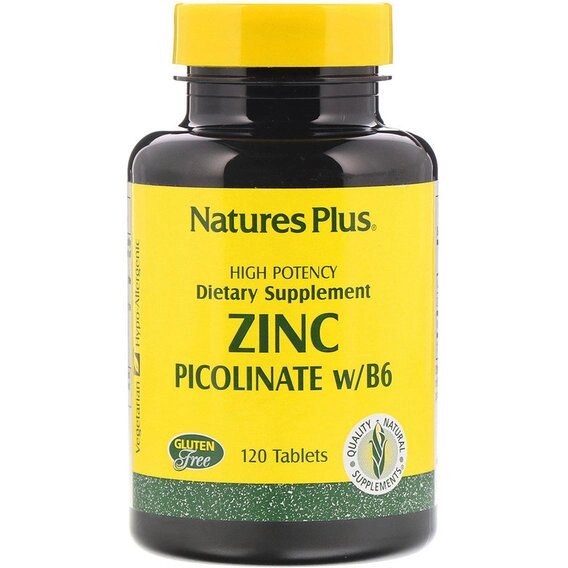 Мікроелемент Цинк Nature's Plus Zinc Picolinate w/B-6 120 Tabs NTP3625 від компанії Придбай - фото 1