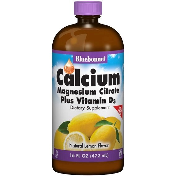 Мікроелемент Кальцій Bluebonnet Nutrition Calcium Magnesium Citrate + Vitamin D3, 16 oz 472 ml Natural Lemon Flavor від компанії Придбай - фото 1