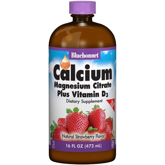 Мікроелемент Кальцій Bluebonnet Nutrition Calcium Magnesium Citrate + Vitamin D3, 16 oz 472 ml Natural Strawberry від компанії Придбай - фото 1