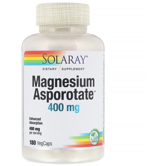 Мікроелемент Магній Solaray Magnesium Asporotate 400 mg 180 Veg Caps SOR13223 від компанії Придбай - фото 1