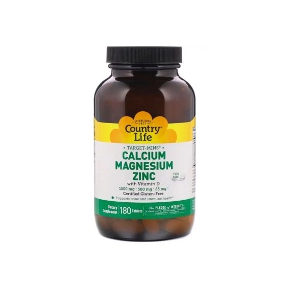 Мультимінеральний комплекс Country Life Target-Mins Calcium Magnesium Zinc 180 Tabs від компанії Придбай - фото 1