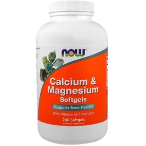 Мультимінеральний комплекс NOW Foods Calcium & Magnesium with D3 and Zink 240 Softgels