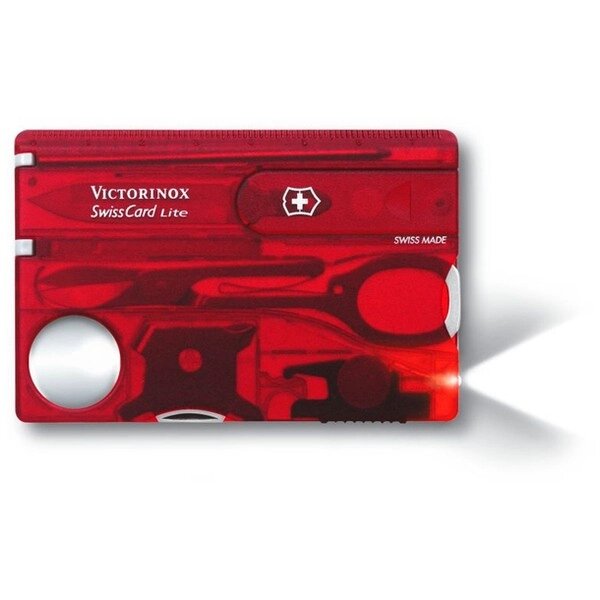 Мультитул Victorinox Swisscard Lite у вигляді банківської карти Червоний напівпрозорий (0.7300. TB1) від компанії Придбай - фото 1