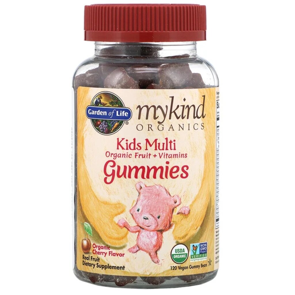 Мультивітаміни для дітей, смак вишні, Kids Multi, MyKind Organics, Garden of Life, 120 веганських мармеладних ведмедиків від компанії Придбай - фото 1