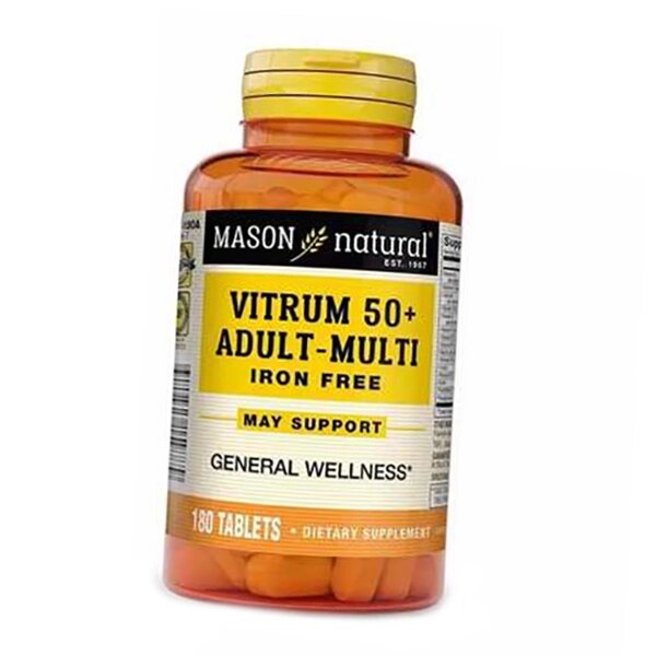 Мультивітаміни після 50 років без заліза Vitrum 50+ Adult-Multi Iron Free Mason Natural 180таб (36529015) від компанії Придбай - фото 1