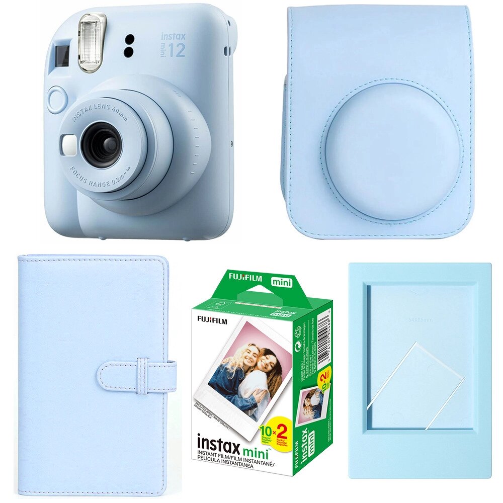 Набір камери Fujifilm Instax Mini 12/Фотопапір 20 шт/Чехол/Фотоальбом 108 фото/Фоторамка Блакитний (2310363467) від компанії Придбай - фото 1