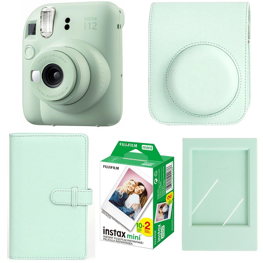 Набір камери Fujifilm Instax Mini 12/Фотопапір 20 шт/Чехол/Фотоальбом 108 фото/Фоторамка Зелений (2310363468) від компанії Придбай - фото 1