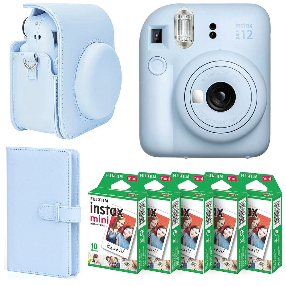 Набір камери Fujifilm Instax Mini 12/Фотопапір 50 шт/Чехол/Фотоальбом 108 фото Блакитний (2310335006) від компанії Придбай - фото 1