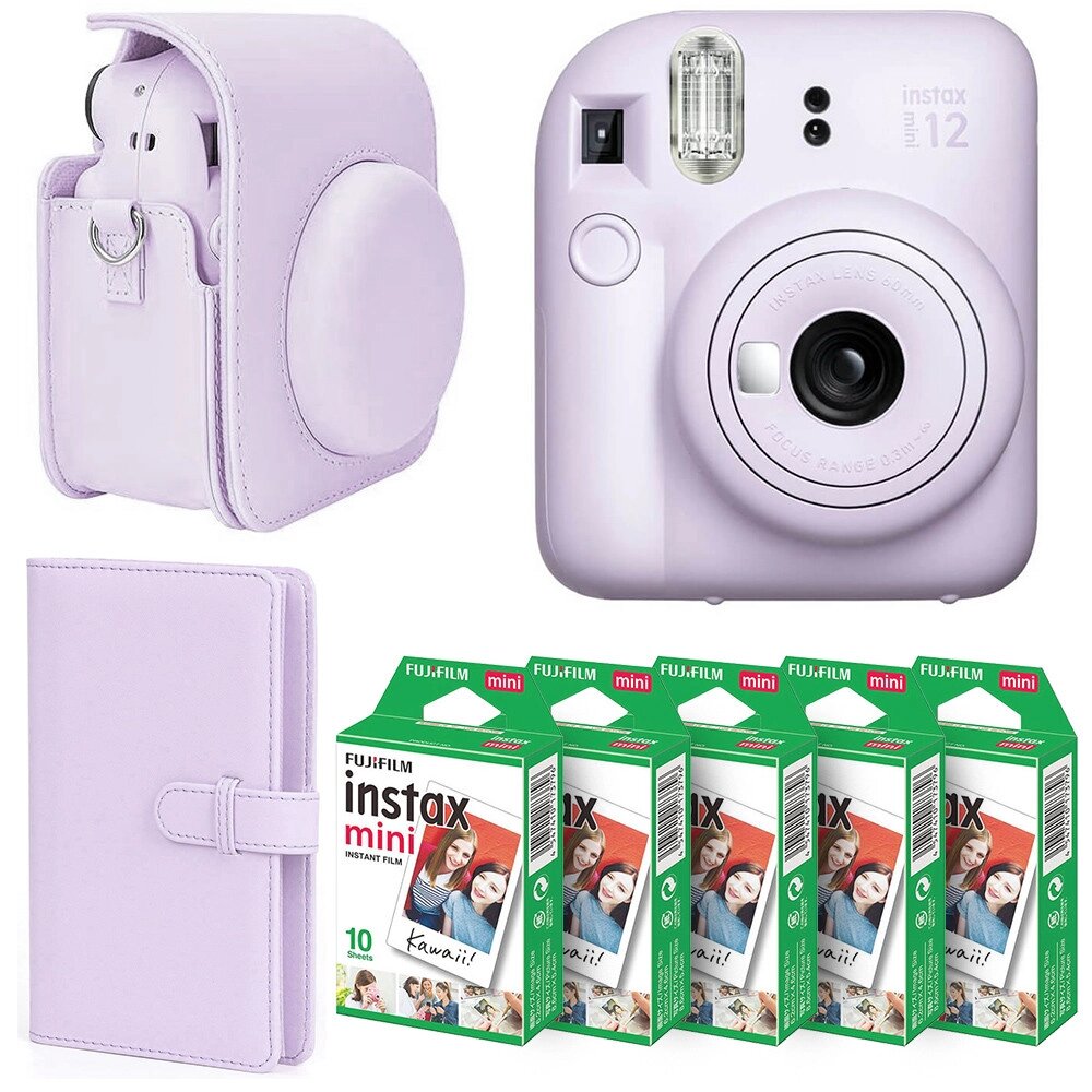 Набір камери Fujifilm Instax Mini 12/Фотопапір 50 шт/Чехол/Фотоальбом 108 фото Фіолетовий (2310363483) від компанії Придбай - фото 1