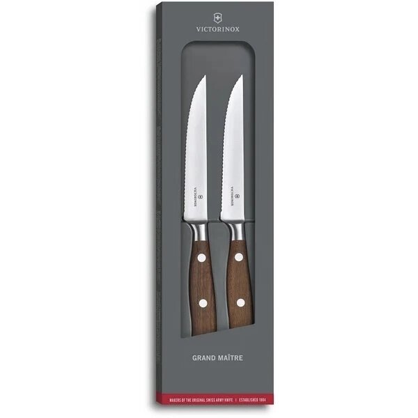 Набір кухонних ножів Victorinox Grand Maitre Wood Steak Set 120 мм дерево 2 шт. (7.7240.2W) від компанії Придбай - фото 1