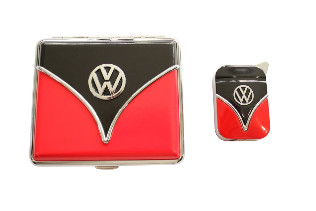 Набір портсигар і газова запальничка Licences VW Giftset Lighter&Cigarette Case Червоно-чорний (40610066REBL) від компанії Придбай - фото 1