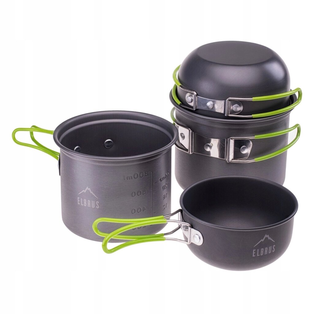 Набір посуду Elbrus Hike Pro Cook 4 SET Grey/Lime від компанії Придбай - фото 1