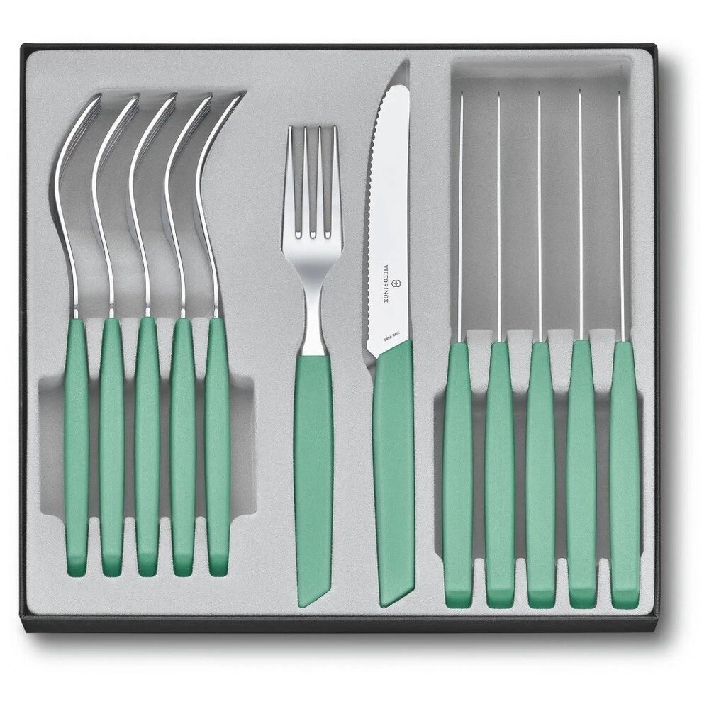 Набір столових приладів Victorinox Swiss Modern Table Set 12 предметів Зелений (6.9096.11W41.12) від компанії Придбай - фото 1