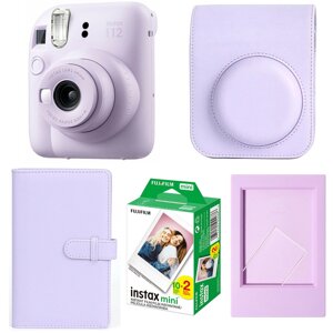 Набір камери Fujifilm Instax Mini 12/Фотопапір 20шт/Чехол/Фотоальбом 108 фото/Фоторамка Фіолетовий (2310363481)