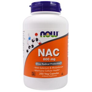 NAC N-Ацетил-L-Цистеїн 600мг Now Foods 250 вегетаріанських капсул