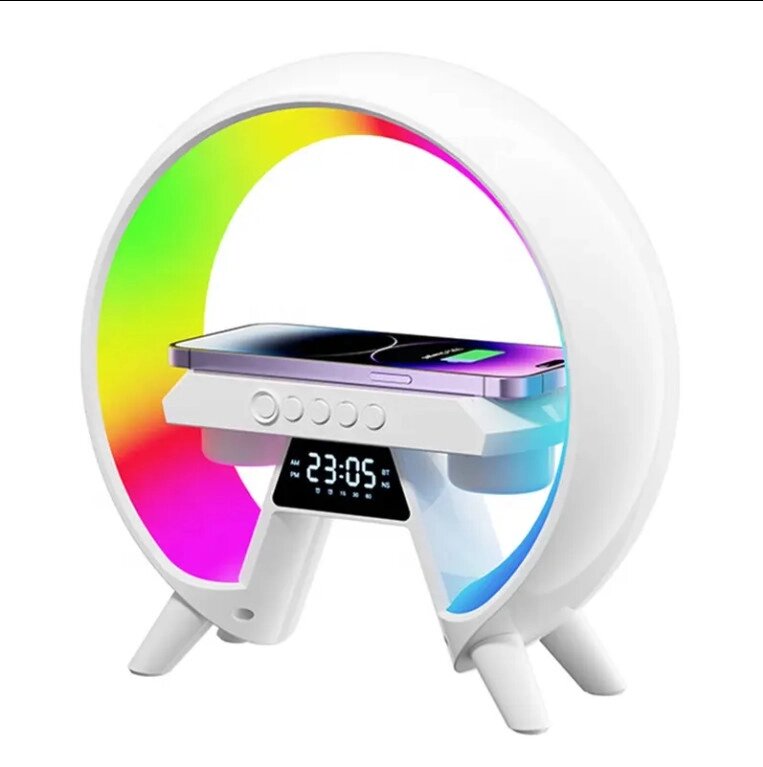 Настільна акумуляторна смарт лампа із вбудованим акумулятором UKC Smart RGB 15W Light Sound Machine Bluetooth Біла від компанії Придбай - фото 1