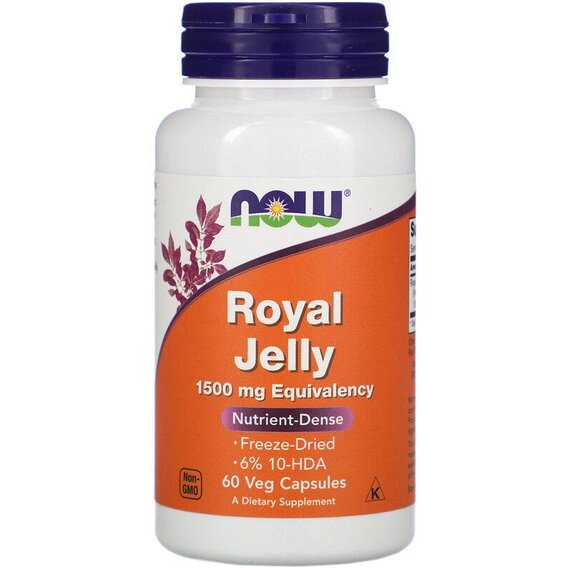 Натуральна добавка для імунітету NOW Foods Royal Jelly 1500 mg 60 Veg Caps NF2565 від компанії Придбай - фото 1