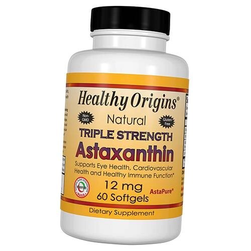 Натуральний Астаксантін потрійної сили Astaxanthin 12 Healthy Origins 60гелкапс (70354012) від компанії Придбай - фото 1