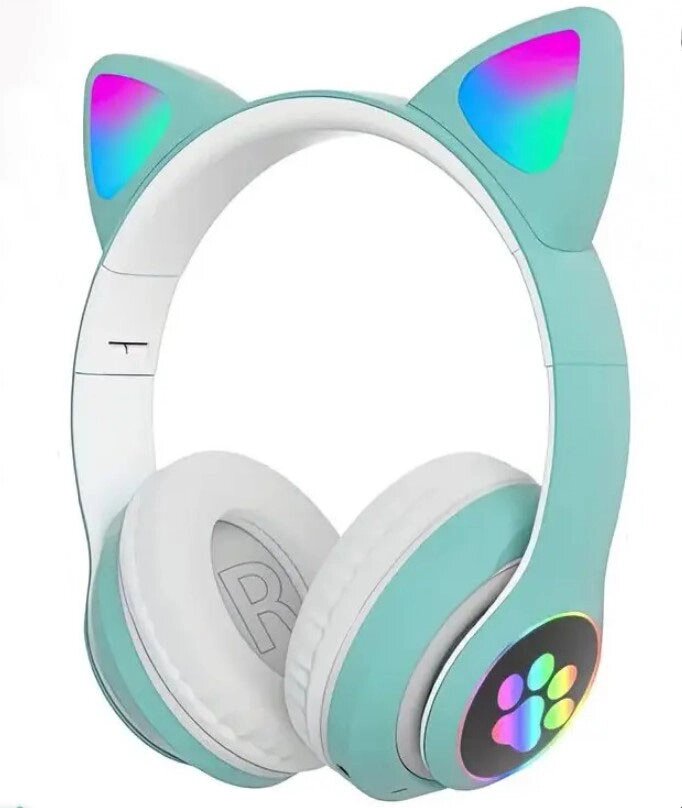 Навушники Bluetooth MDR CAT ear VZV-23M 7805 із підсвічуванням Mint від компанії Придбай - фото 1