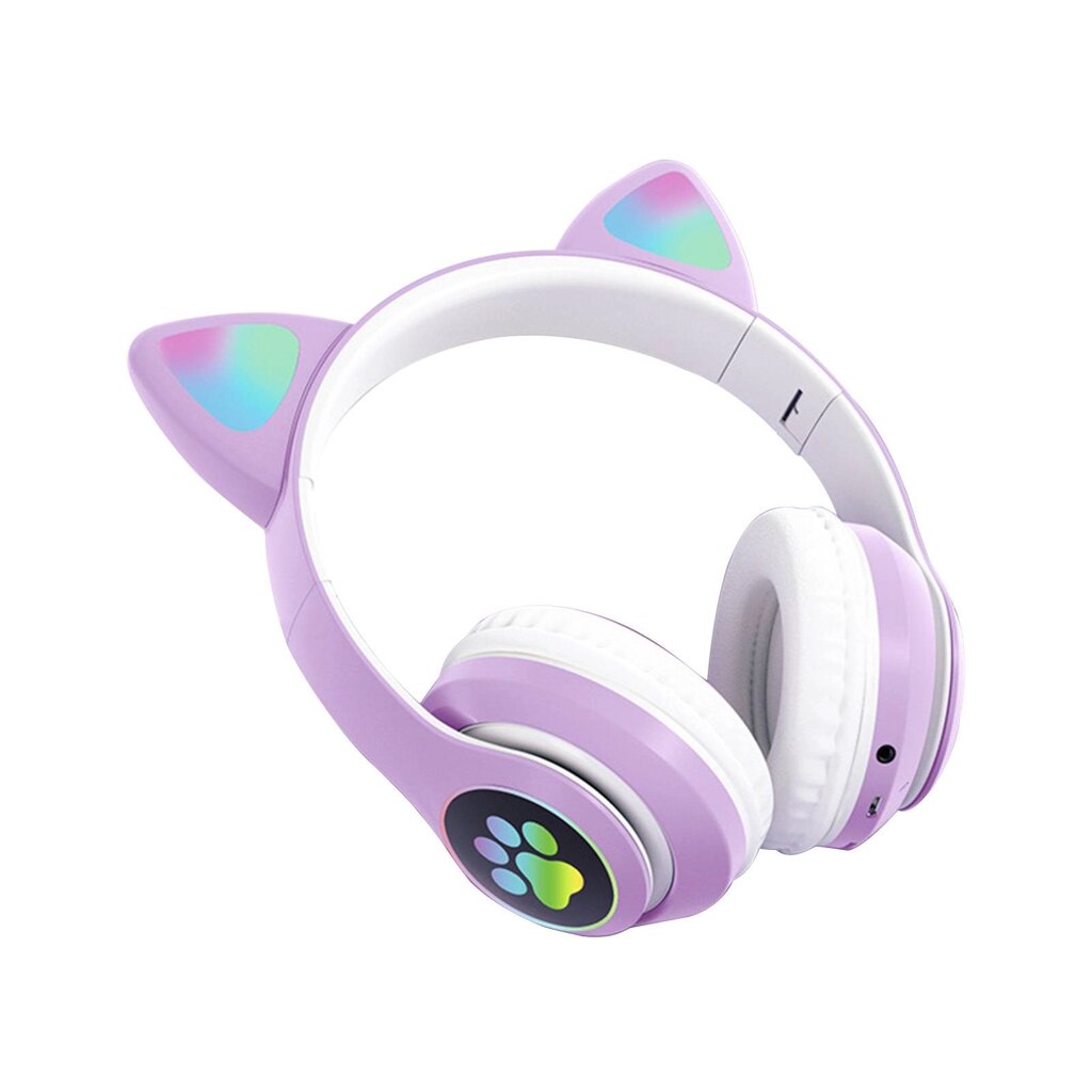 Навушники Котячі вушка Cute Headset 280ST Bluetooth MicroSD FM-Радіо Фіолетові + Карта пам'яті 32Gb від компанії Придбай - фото 1