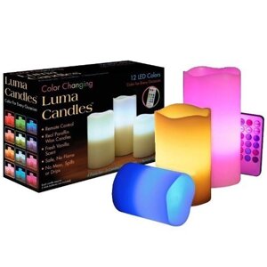 Нічник дитячий світлодіодний Luma Candles Plus різнокольоровий на 3 свічки з пультом