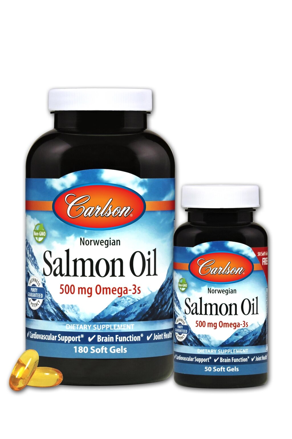 Норвезький лососевий жир 500 мг Norwegian Salmon Oil Carlson 180+50 желатинових капсул від компанії Придбай - фото 1