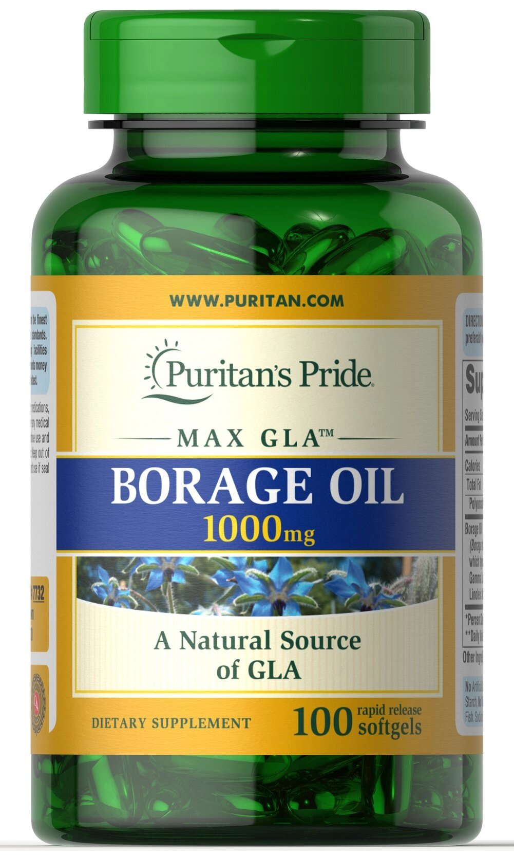 Олія огірника Borage Oil Puritan's Pride 1000 мг 100 капсул (32460) від компанії Придбай - фото 1