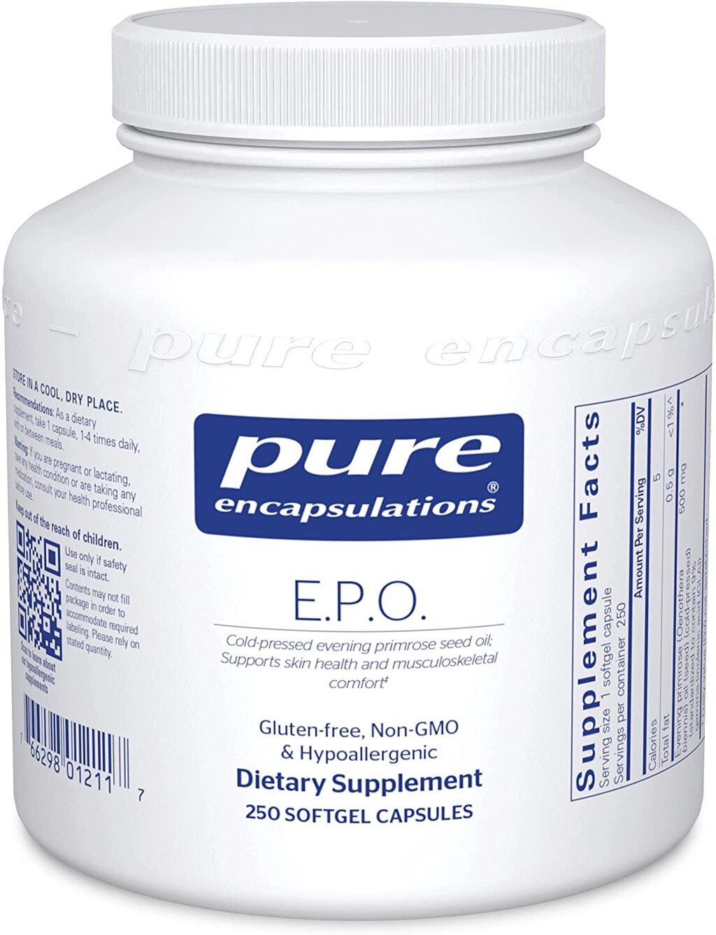 Олія примули вечірньої E. P.O. evening primrose oil Pure Encapsulations містить 9% GLA 250 капсул від компанії Придбай - фото 1