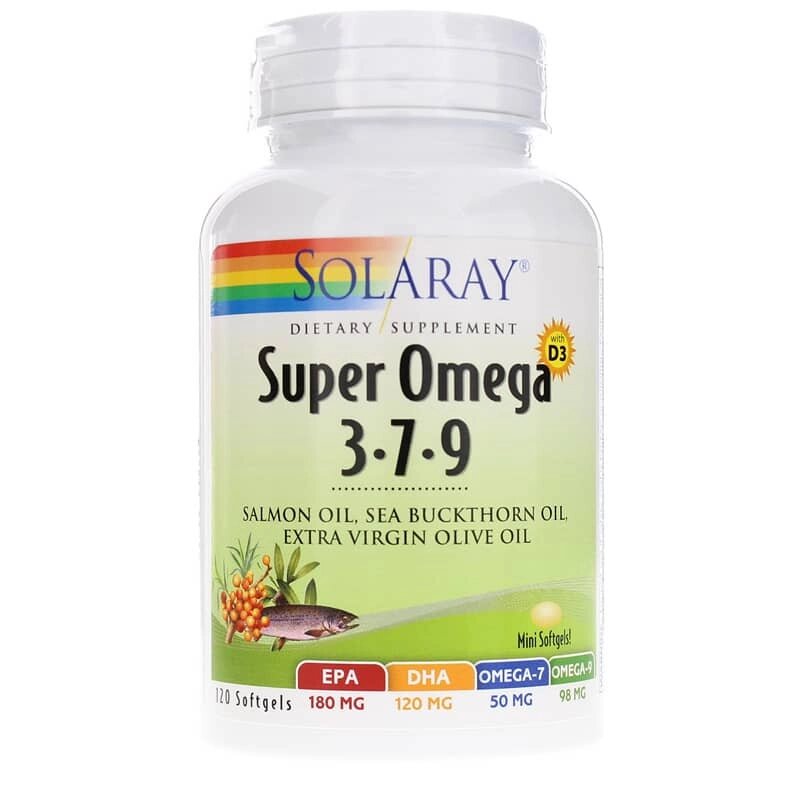 Омега 3-7-9 з вітаміном D-3 Super Omega 3-7-9 Solaray 120 гелевих капсул від компанії Придбай - фото 1