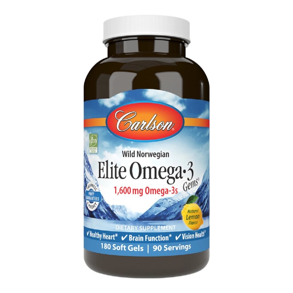 Омега-3 Elite Omega-3 Gems Carlson 180 желатинових капсул Смак Лимона від компанії Придбай - фото 1