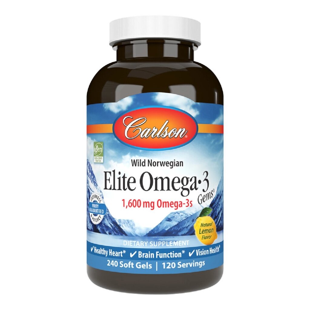 Омега-3 Elite Omega-3 Gems Carlson 240 желатинових капсул смак Лимона від компанії Придбай - фото 1