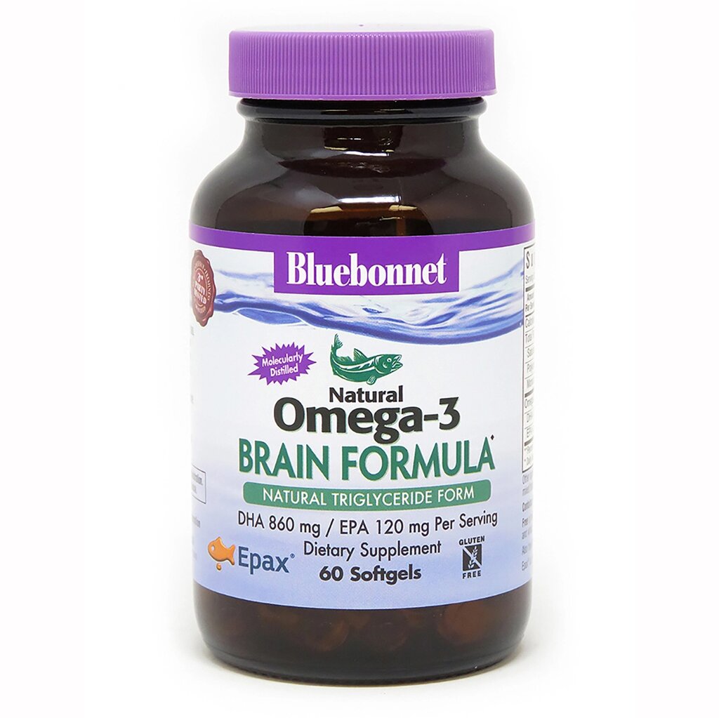 Омега-3 Формула для мозку Bluebonnet Nutrition Omega-3 Brain Formula 60 желатинових капсул від компанії Придбай - фото 1