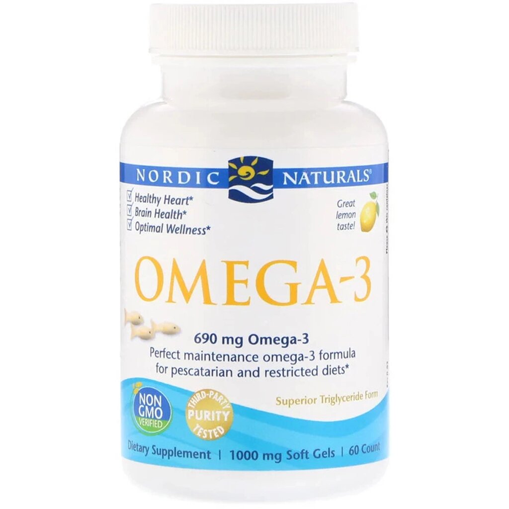 Омега-3 Nordic Naturals Omega-3 Lemon 1000 мг 60 гелевих капсул від компанії Придбай - фото 1