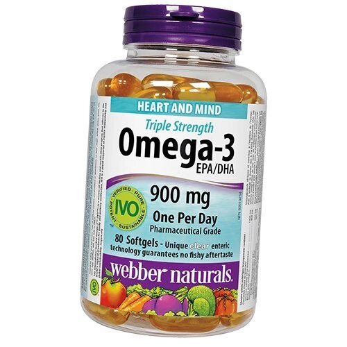 Омега 3 Потрійна сила Triple Strength Omega-3 900 Webber Naturals 80гелкапс (67485004) від компанії Придбай - фото 1