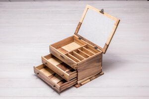 Органайзер-шкатулка із дзеркалом для ювелірних виробів ecoWalnut 255x200х158 мм
