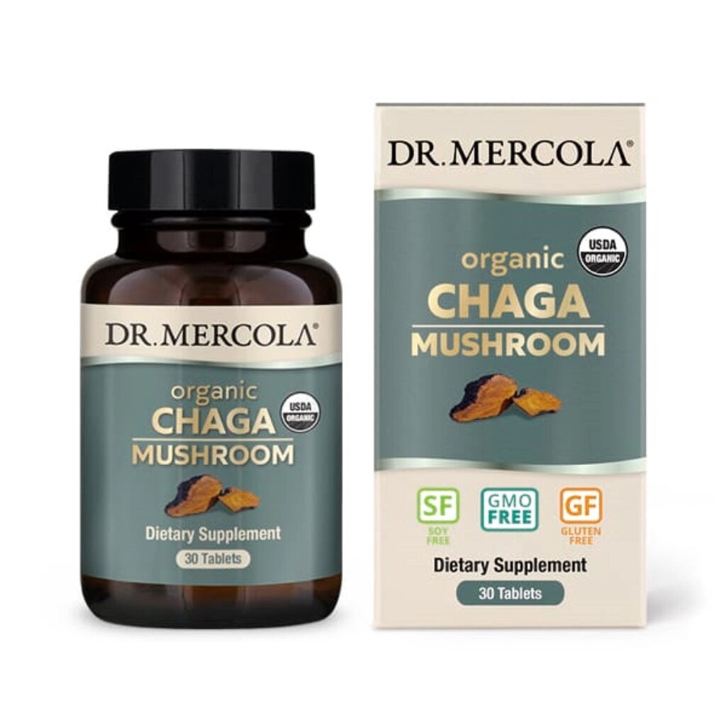 Органічний гриб Чага, Organic Chaga Mushroom, Dr. Mercola, 30 таблеток від компанії Придбай - фото 1