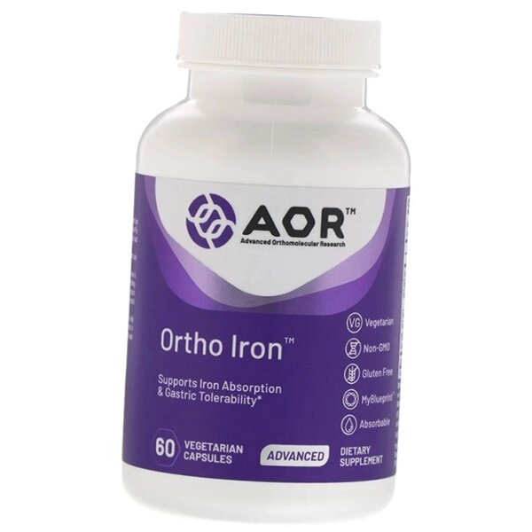 Ортомолекулярне Залізо Ortho Iron Advanced Orthomolecular Research AOR 60вегкапс (36601001) від компанії Придбай - фото 1