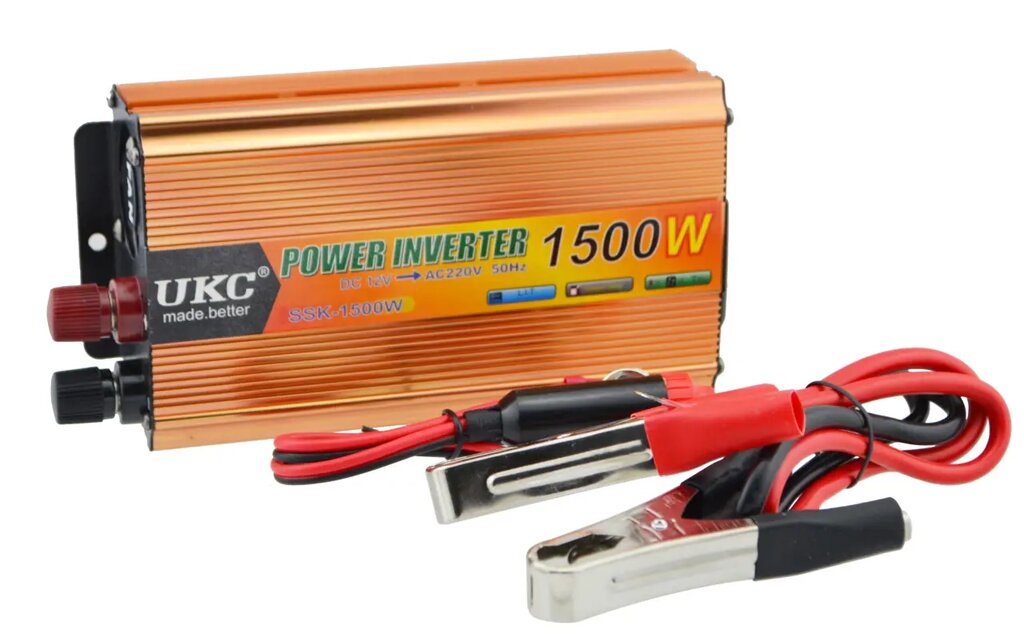 Перетворювач автомобільної напруги інвертор UKC 12-220V 1500W + USB Gold (1756375684) від компанії Придбай - фото 1