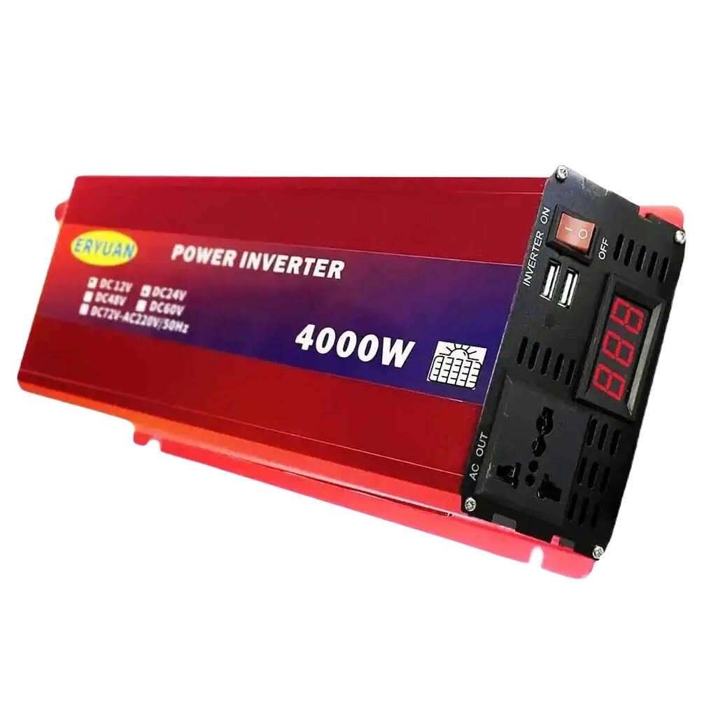 Перетворювач напруги інвертор Eryuan 4000W DC/AC 12V-220V із вольтметром Red від компанії Придбай - фото 1