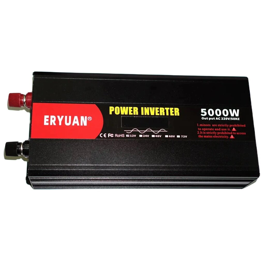 Перетворювач напруги інвертор Eryuan 5000W LCD DC/AC 12V-220V з чистою синусоїдою і вольтметром Black від компанії Придбай - фото 1