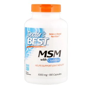 Метилсульфонілметан, ЧСЧ, MSM with OptiMSM, Doctor's Best, 1000 мг, 180 капсул