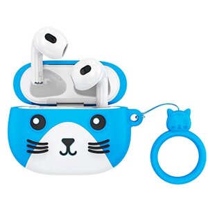 Дитячі навушники бездротові Bluetooth HOCO Cat EW46 у кейсі Blue