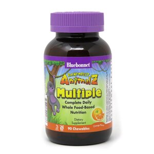 Мультивітаміни для дітей Bluebonnet Nutrition Rainforest Animalz Смак Апельсина 90 жувальних цукерок