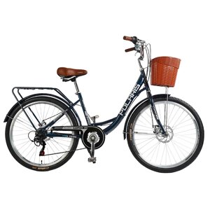Велосипед міський 26" Corso Polaris PS-128 16.5" Shimano 7 швидкості Темно-синій (168068)