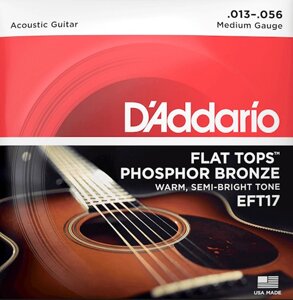 Струни для акустичної гітари D'Addario EFT17 Phosphor Bronze Flat Tops Medium Acoustic Guitar Strings 13/56