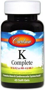 Вітамін До повна формула K-Complete Carlson Labs 45 гелевих капсул